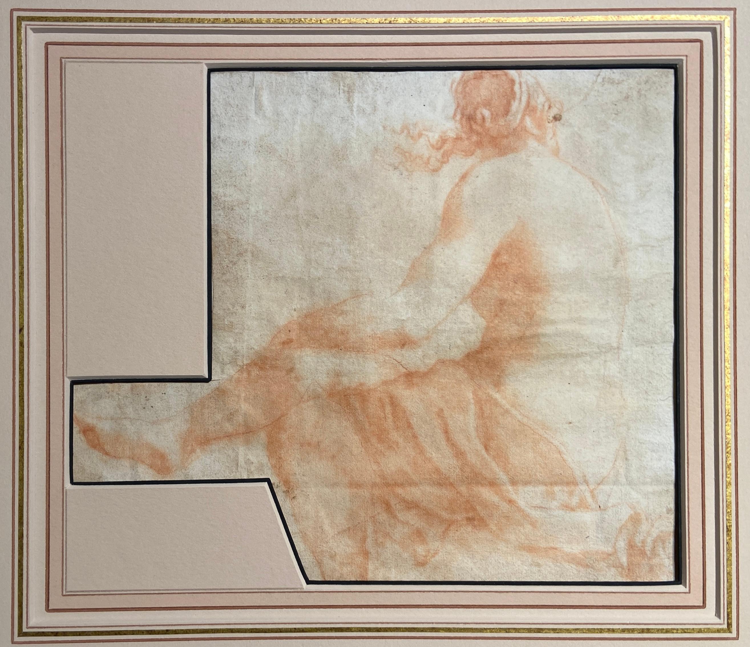Chalkzeichnung Alter Meister, Italienische Sanguine-Zeichnung auf Papier, 17. Jahrhundert