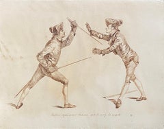 The School of Arms, Pen and Ink Fencing Drawings, c.1920s French