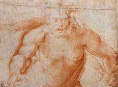 Figure from the Battle of Cascina, 18th Century Italian Red Chalk 