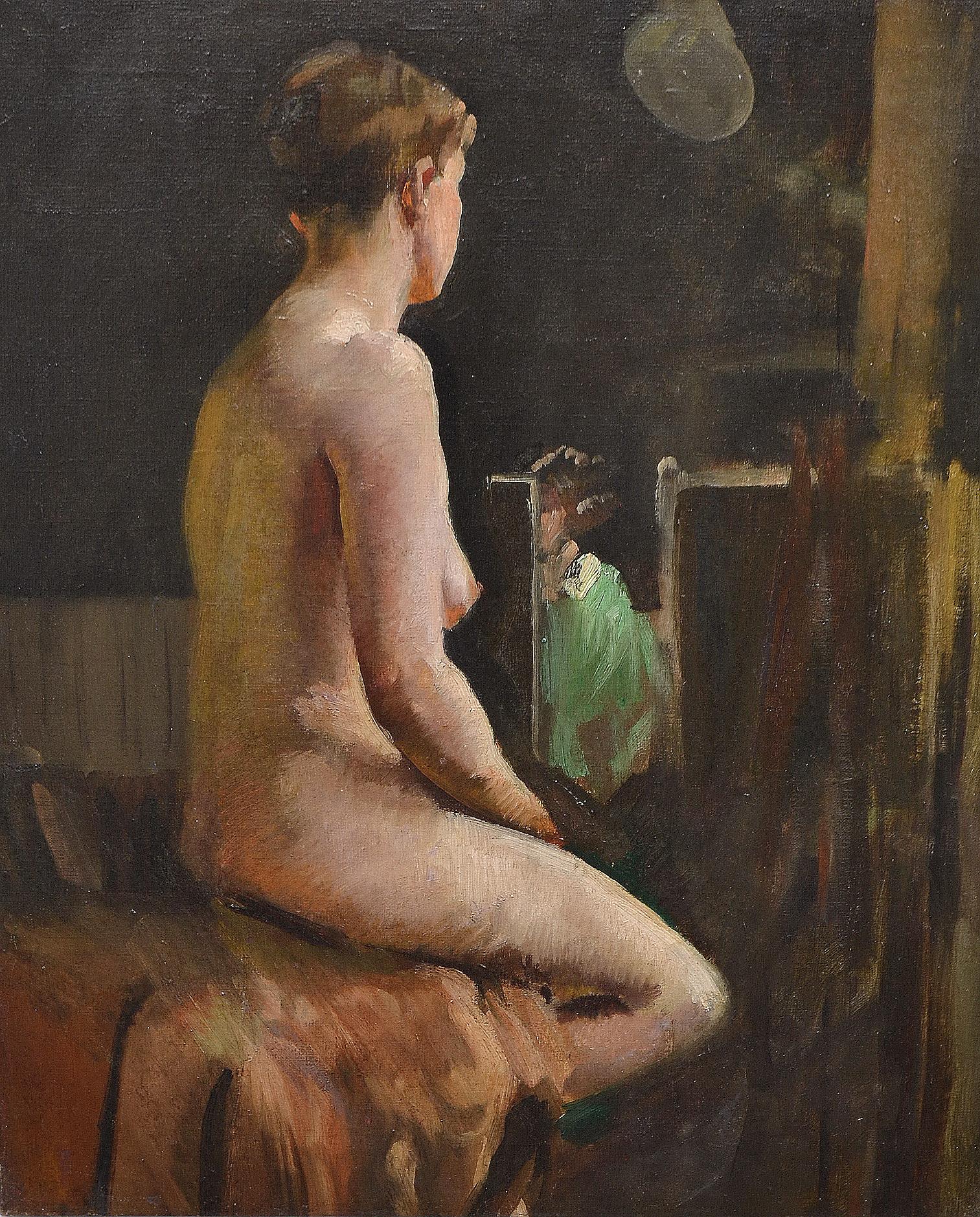 20th Century British School Portrait - The Art Model, 20th Century Oil Painting, Nude