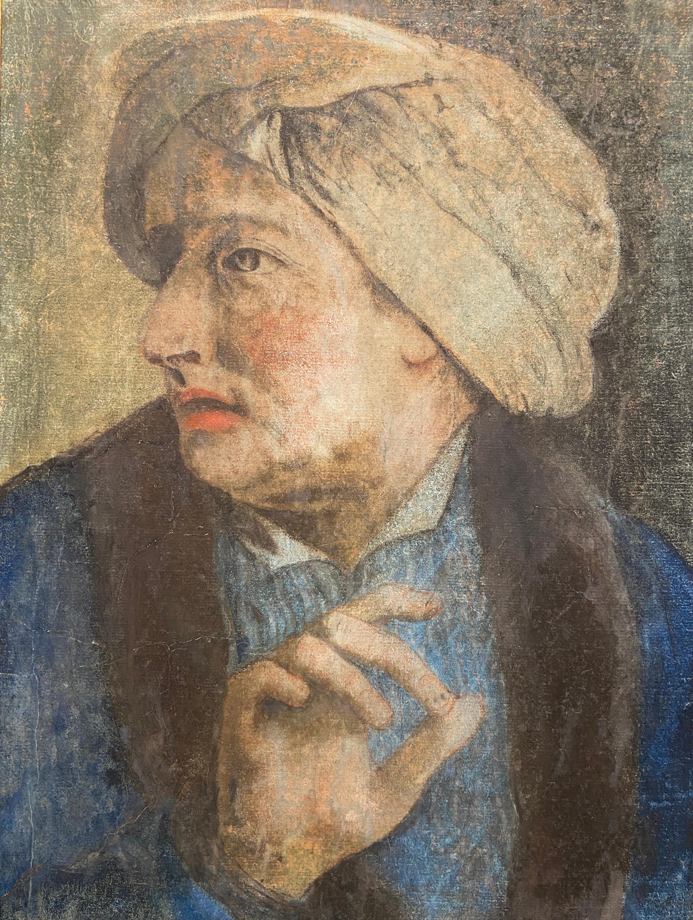 Portrait d'un homme portant un turban, dessin au pastel du XVIIIe siècle