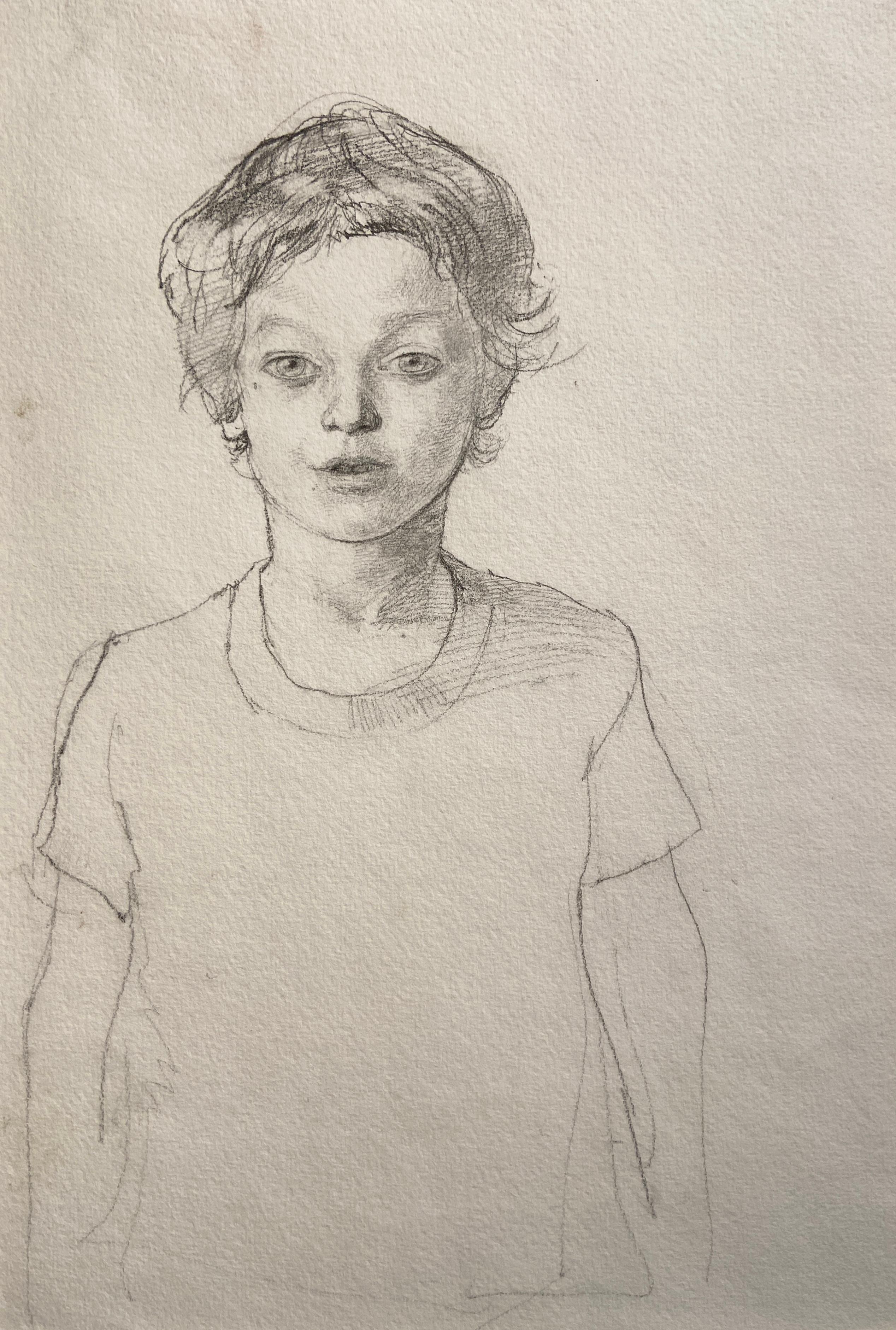 The Boy, Graphite 20th Century English Portrait
