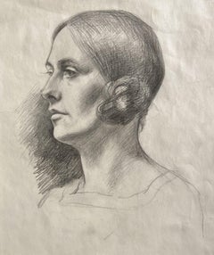 Portrait of a Lady, Early 20th Century British Graphite Drawing
