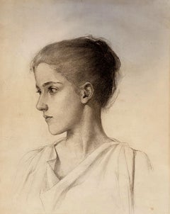 Lost Thoughts, Graphite Drawing, 19th Century French School