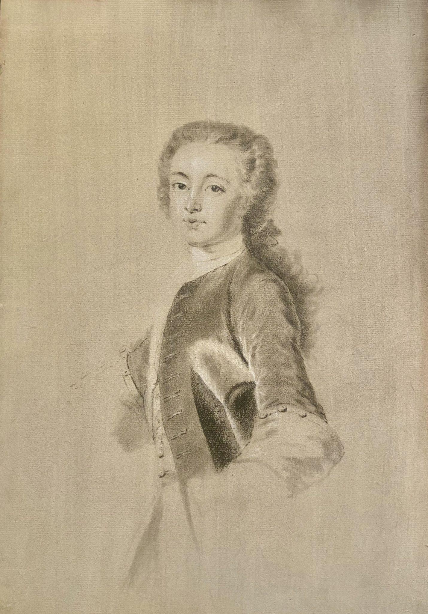 Portrait of a Young Duke, 19th Century French Chalk Drawing - Art by 19th Century French School