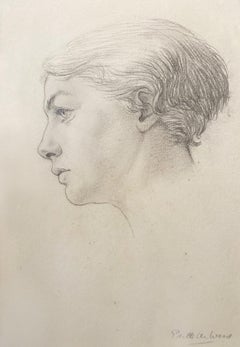 Portrait Study, 20th Century Graphite Artwork, Female Artist