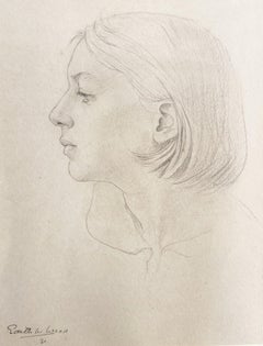 Portrait Study, 20th Century Graphite Artwork, Female Artist