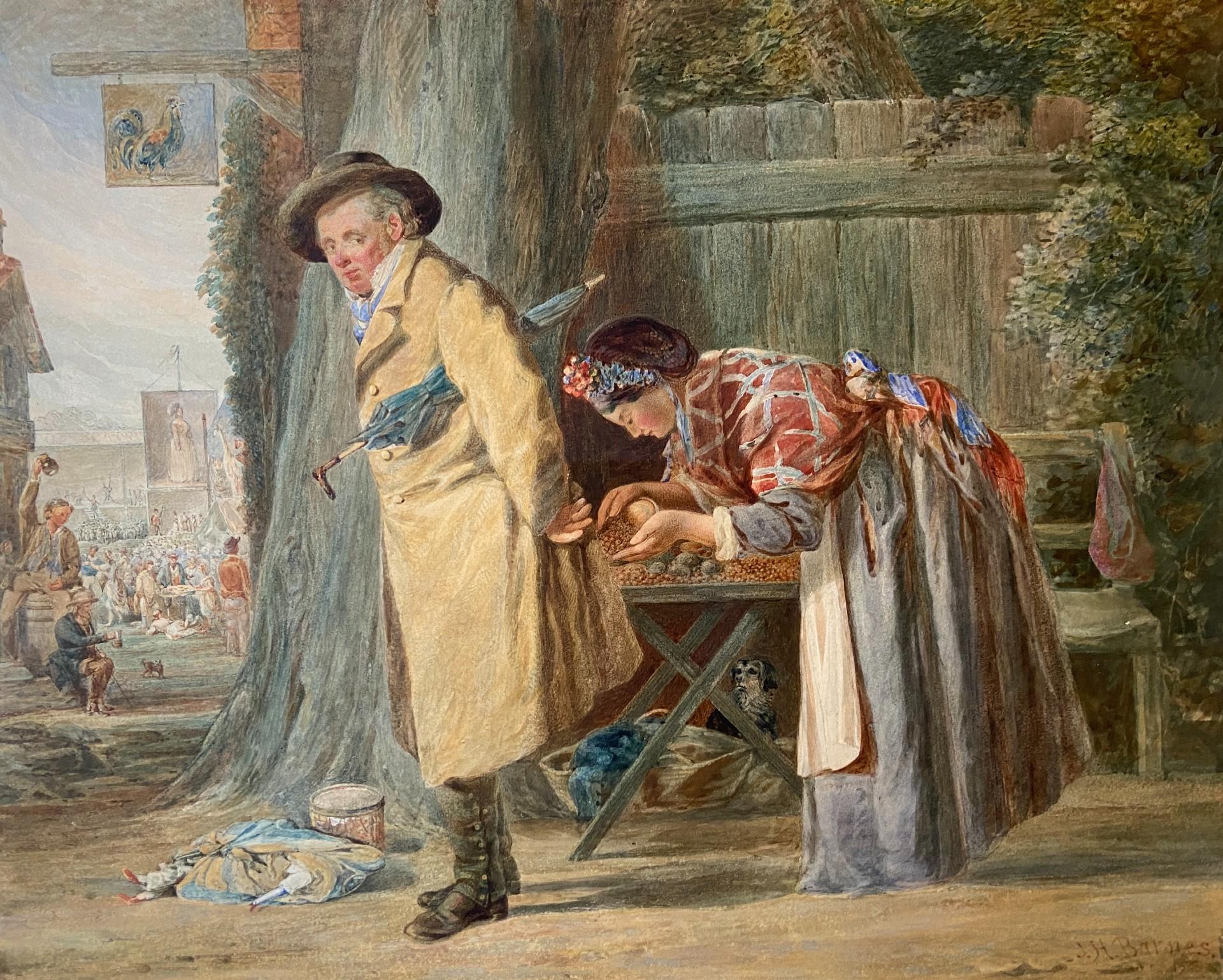 The Chestnut Seller, Victorian Watercolour Genre Scene