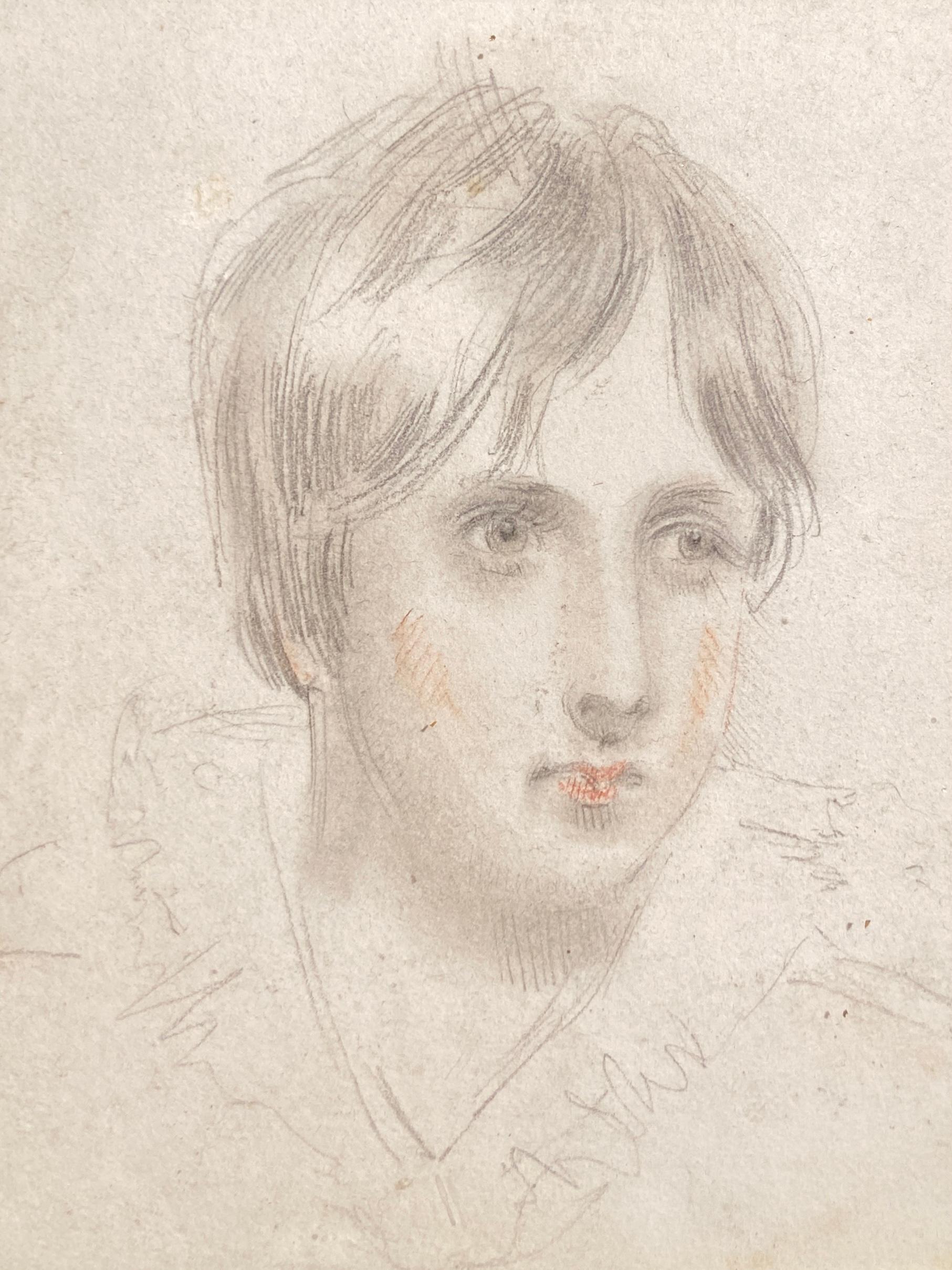 Portrait of a Young Man, Early 19th Century English Graphite Sketch  - Art by 19th Century English School