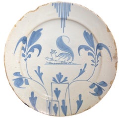 Lambeth Plate, English Delftware, Blue and White Design c. 1750
