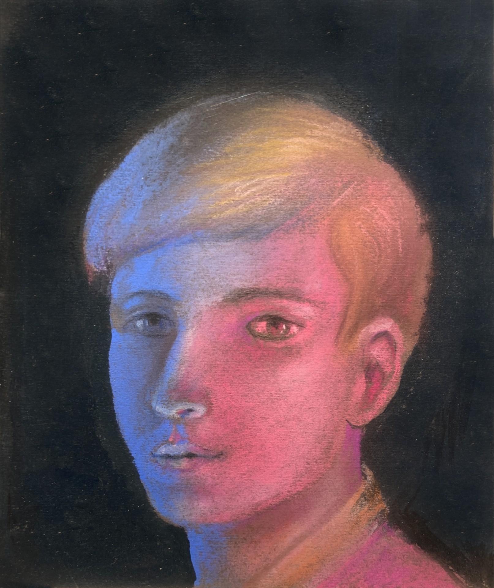Transluzenter Junge, britischer Künstler des 20. Jahrhunderts, Pastellporträt