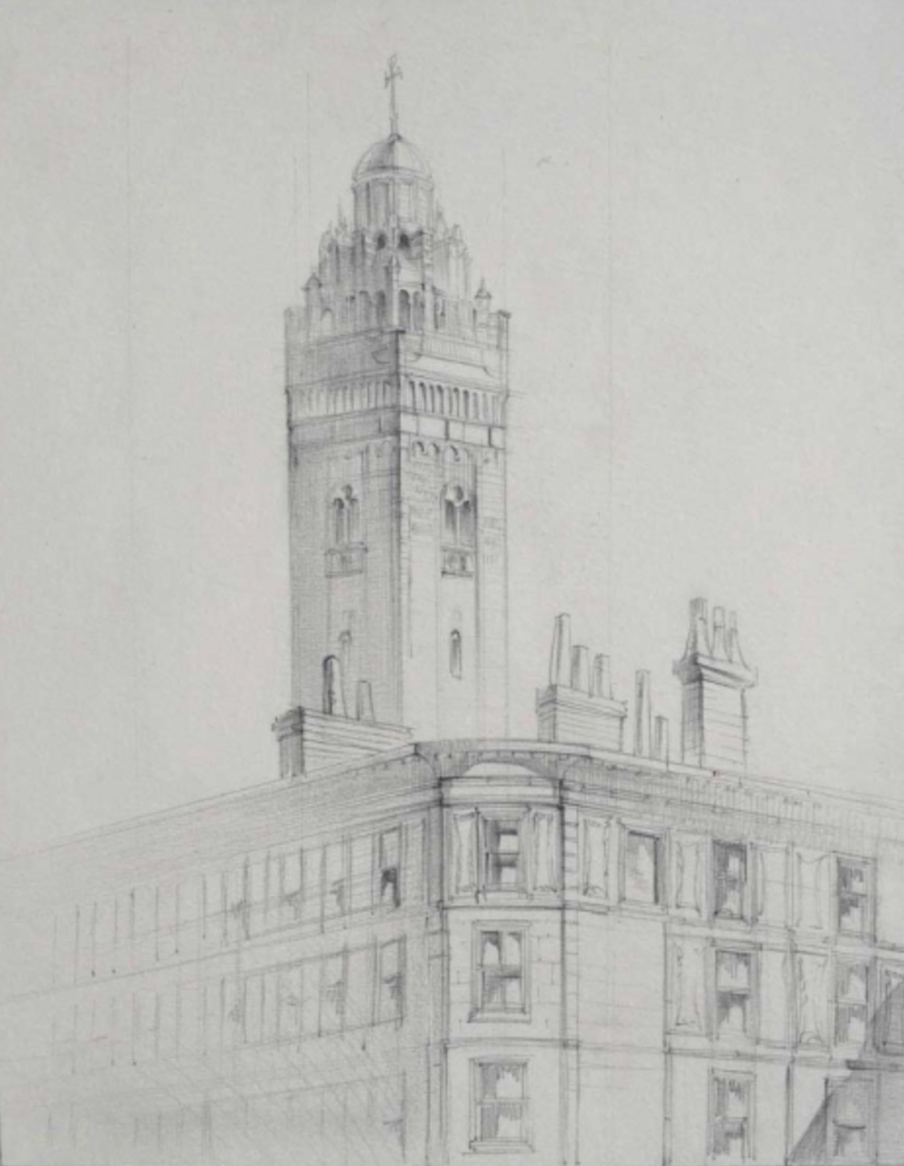 Gordon Scott Landscape Art - Westminster Cathedral,  20th Century Graphite Sketch, English Artist
