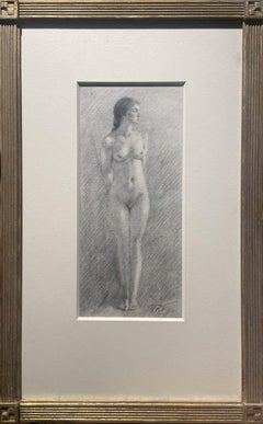 Étude de nu au graphite, 19e siècle École britannique, cadre doré