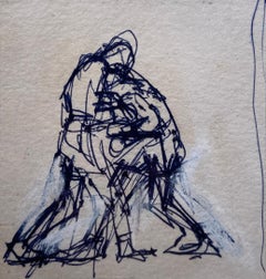 Infighting, Ink Sketch, 20th Century British Artist, Framed