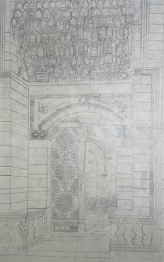 Eingang zur Moschee Al- Azhar, orientalische Skizze des 19. Jahrhunderts