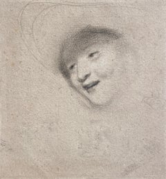 Graphite Study of a Head, Monogrammed Victorian Sketch, Gilt Fame