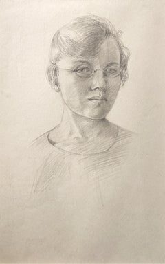 Self Portrait, Graphite Sketch 20th Century British Female Artist