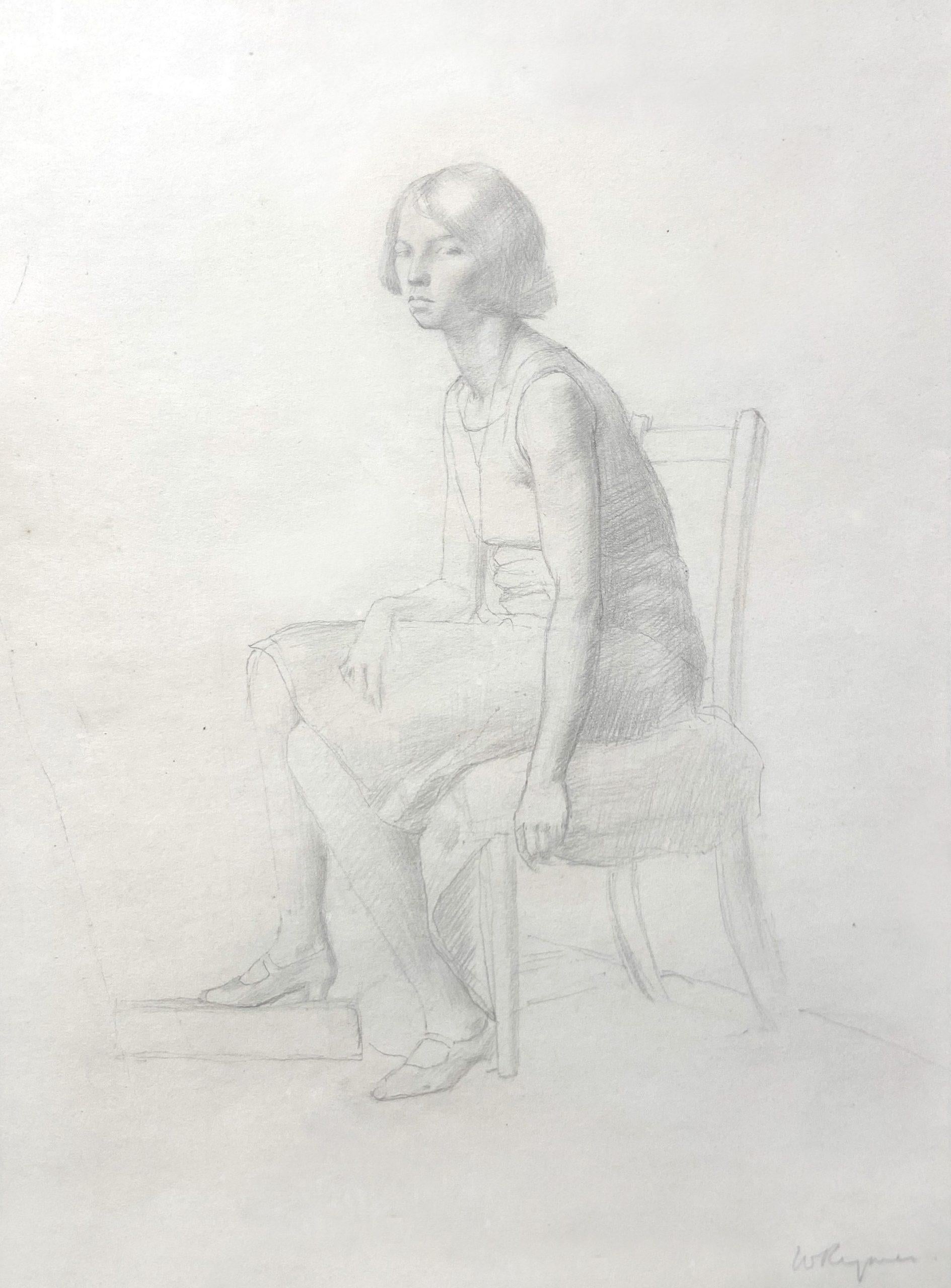 Winifred Anne Rymer Figurative Art - Study of a Woman, Graphite Sketch, 20th Century British Artist, Signed