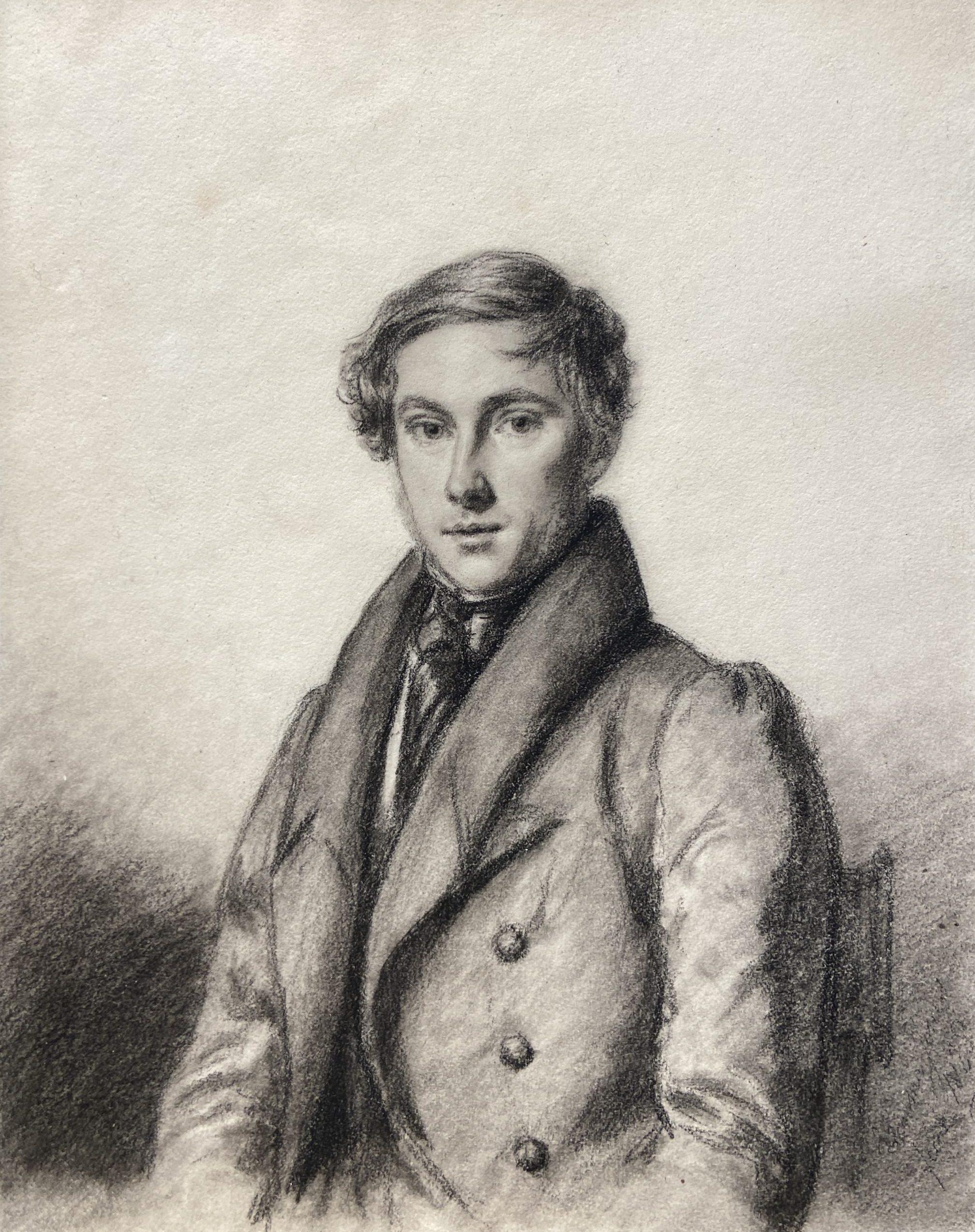 Portrait of a Young Man, 19th Century English, Charcoal, Signed and Dated '1888' - Art by 19th Century English School