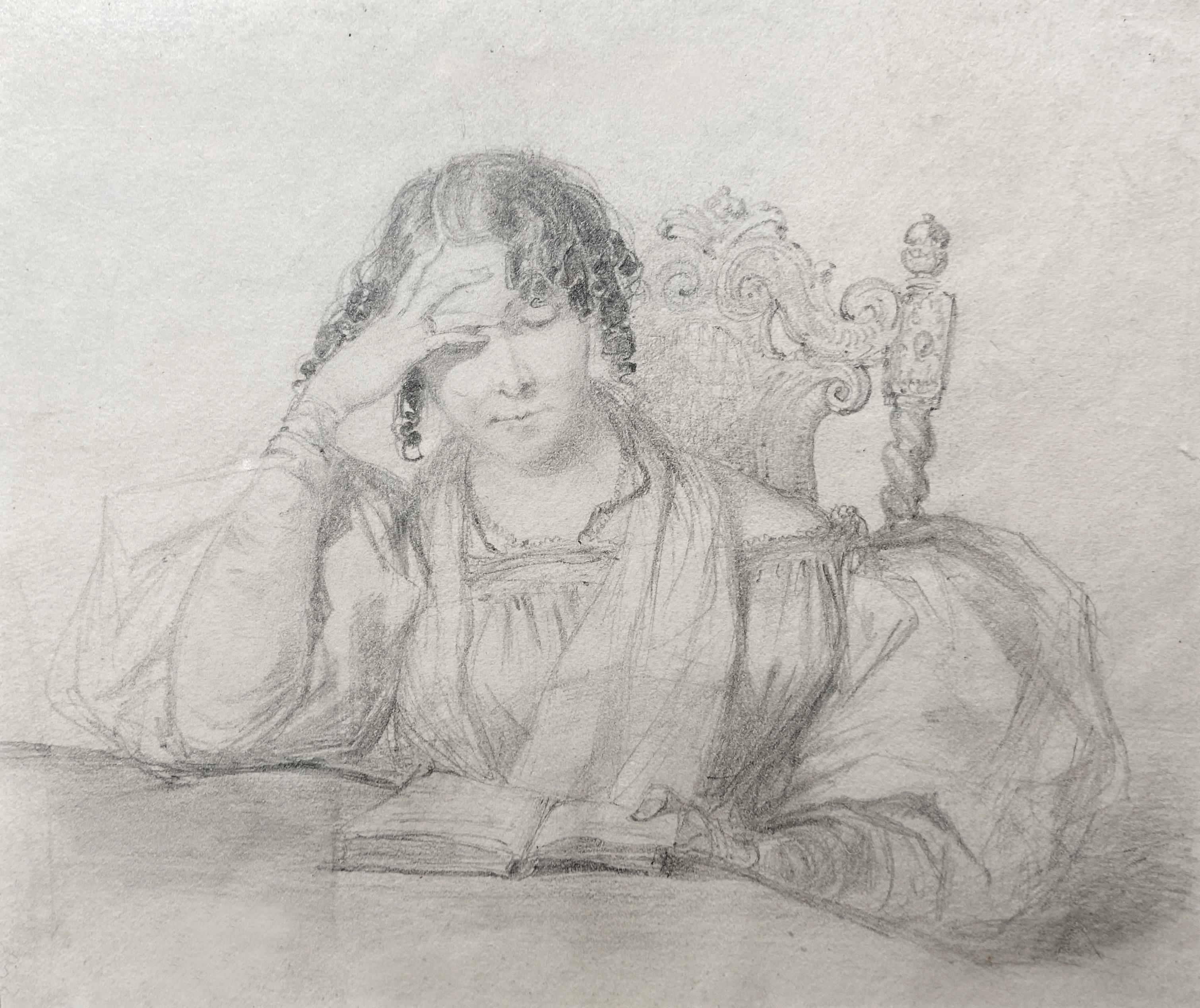 Portrait of Rebecca Octavia Dorothy Nash, Victorian Graphite Drawings - Art by Joseph Nash