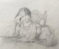 Antique Portrait of Rebecca Octavia Dorothy Nash, Victorian Graphite Drawings