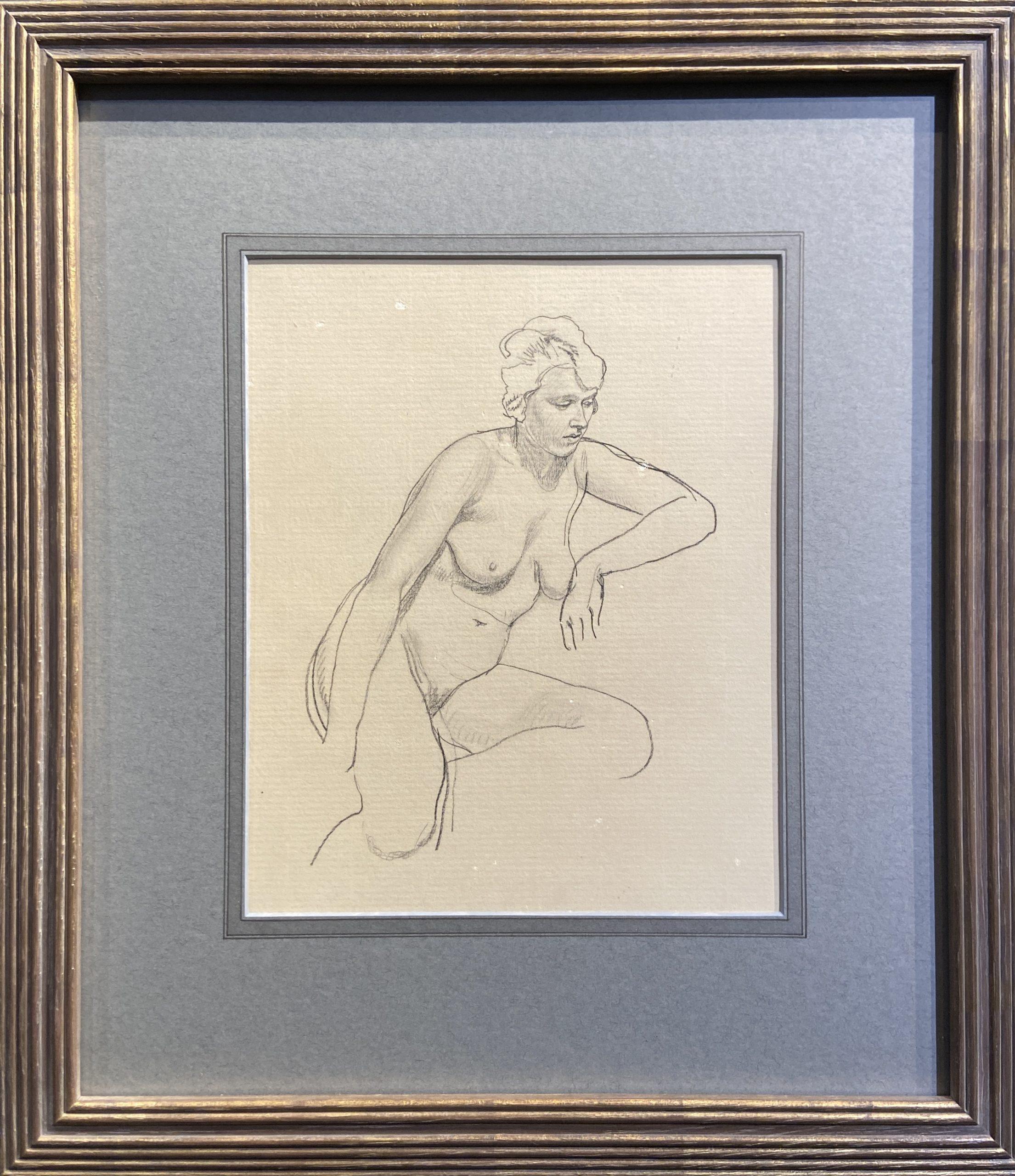 Nude Study, Graphite on Paper, 20th Century British Artwork