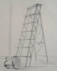 The Ladder, 20th Century British Artist, Handmade White Gold Frame