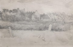 The Cemetery, Graphite Sketch, 20th Century English Female Artist