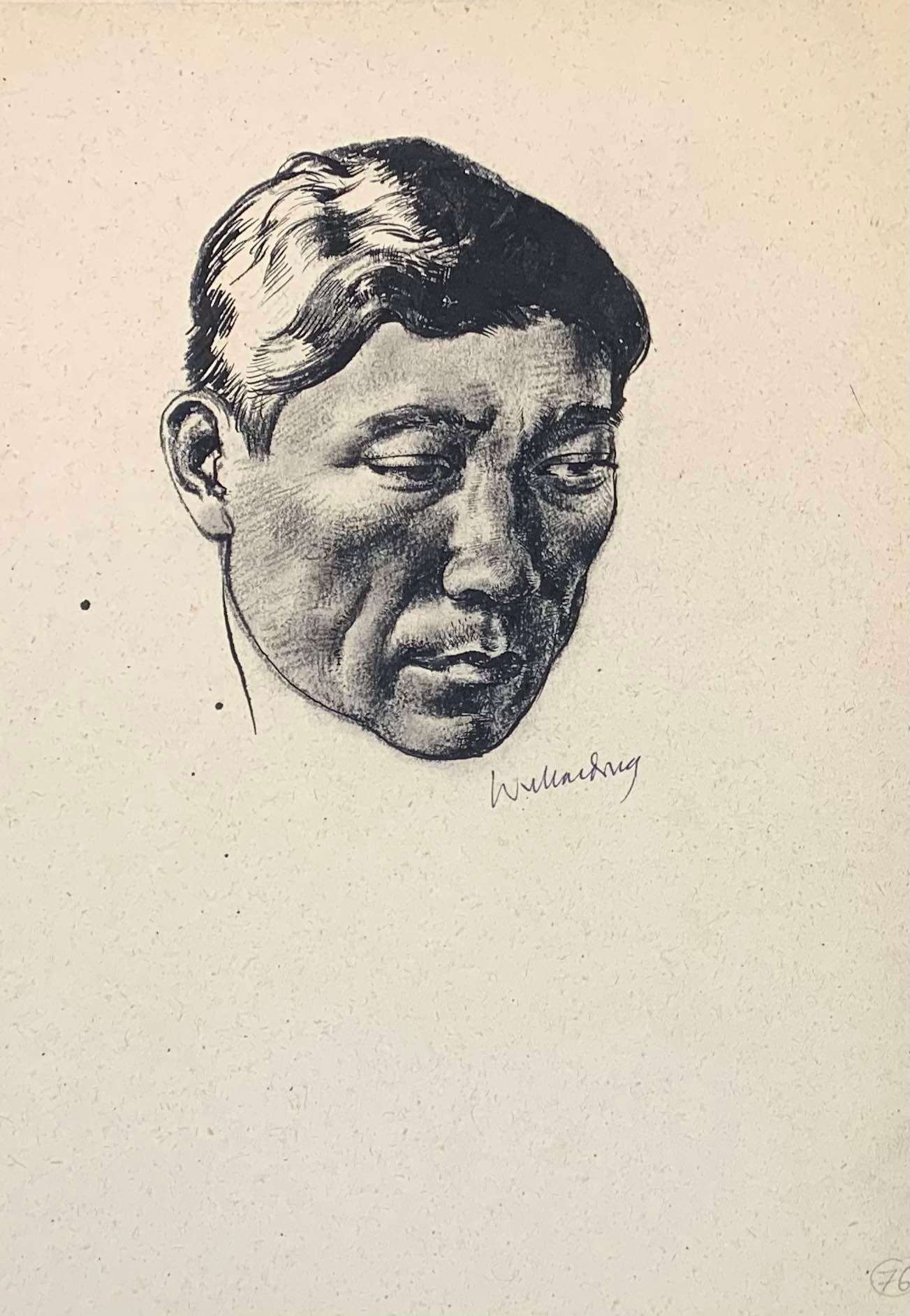 William Dring Portrait – Porträt eines nach rechts blickenden Mannes