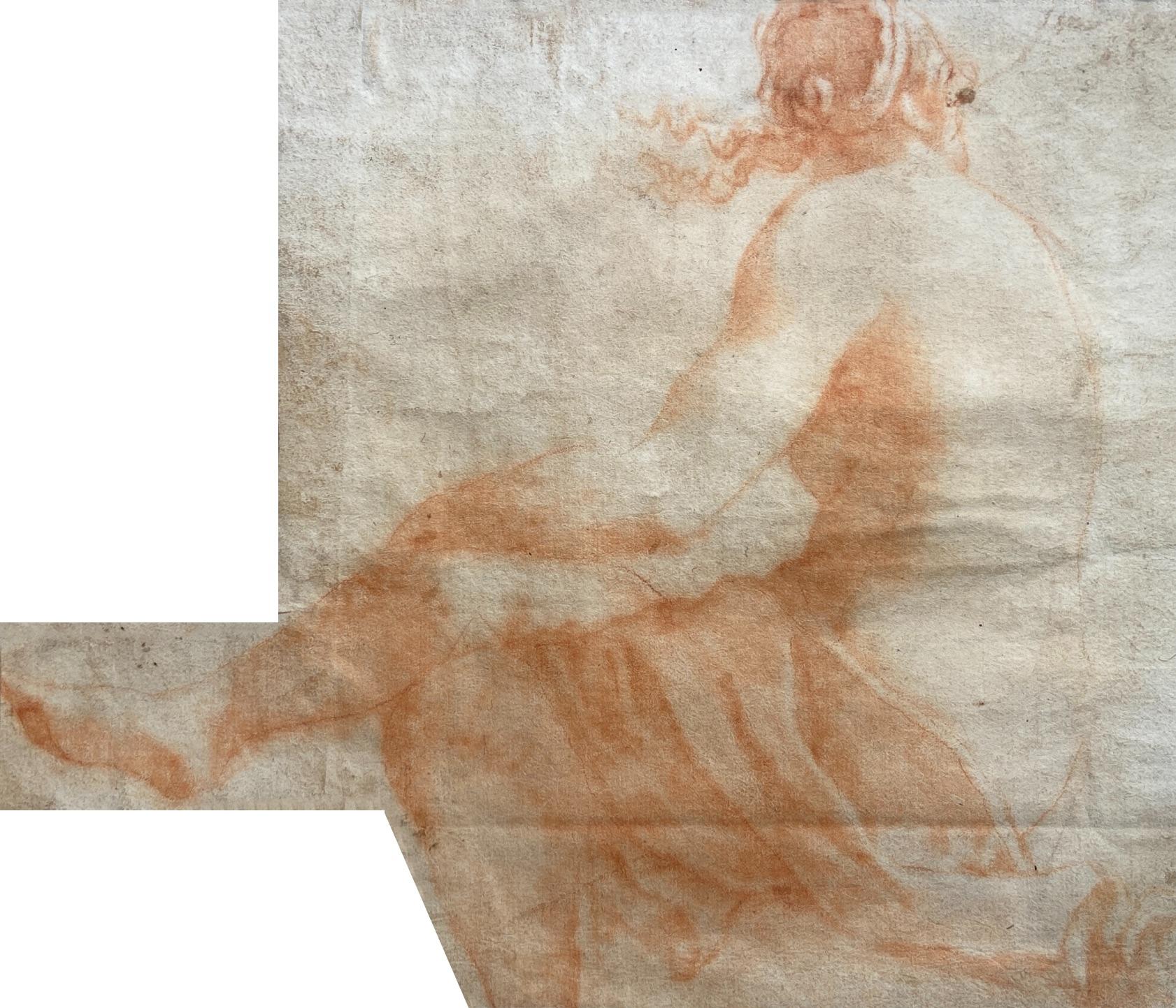 Chalkzeichnung Alter Meister, Italienische Sanguine-Zeichnung auf Papier, 17. Jahrhundert – Art von 17th Century Italian School