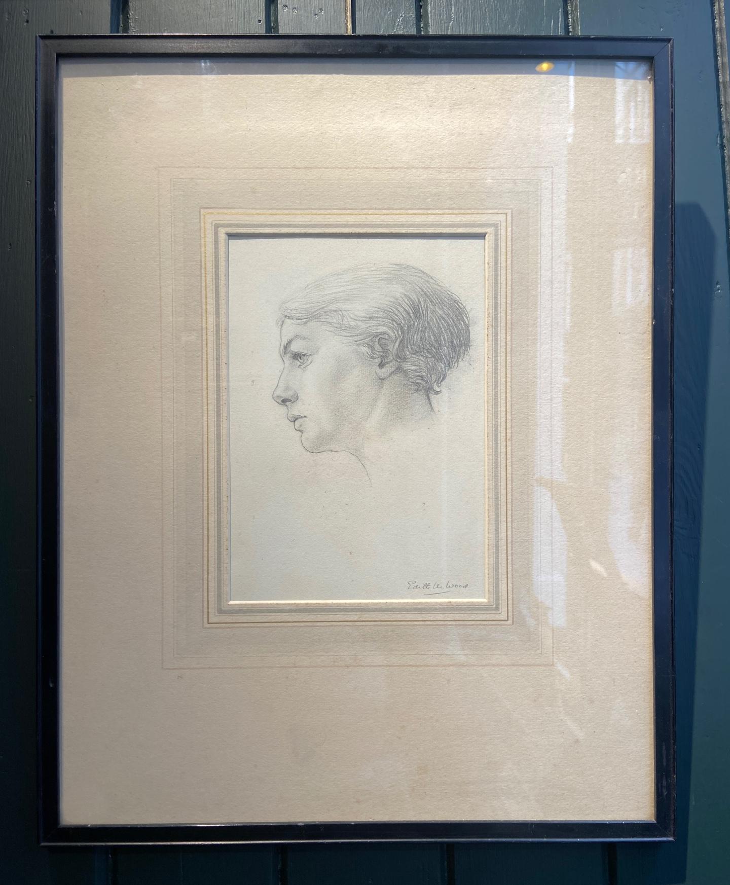 Estudio de Retrato, Obra de Grafito del Siglo XX, Artista Femenina - Portrait Beige de Edith W. Wood