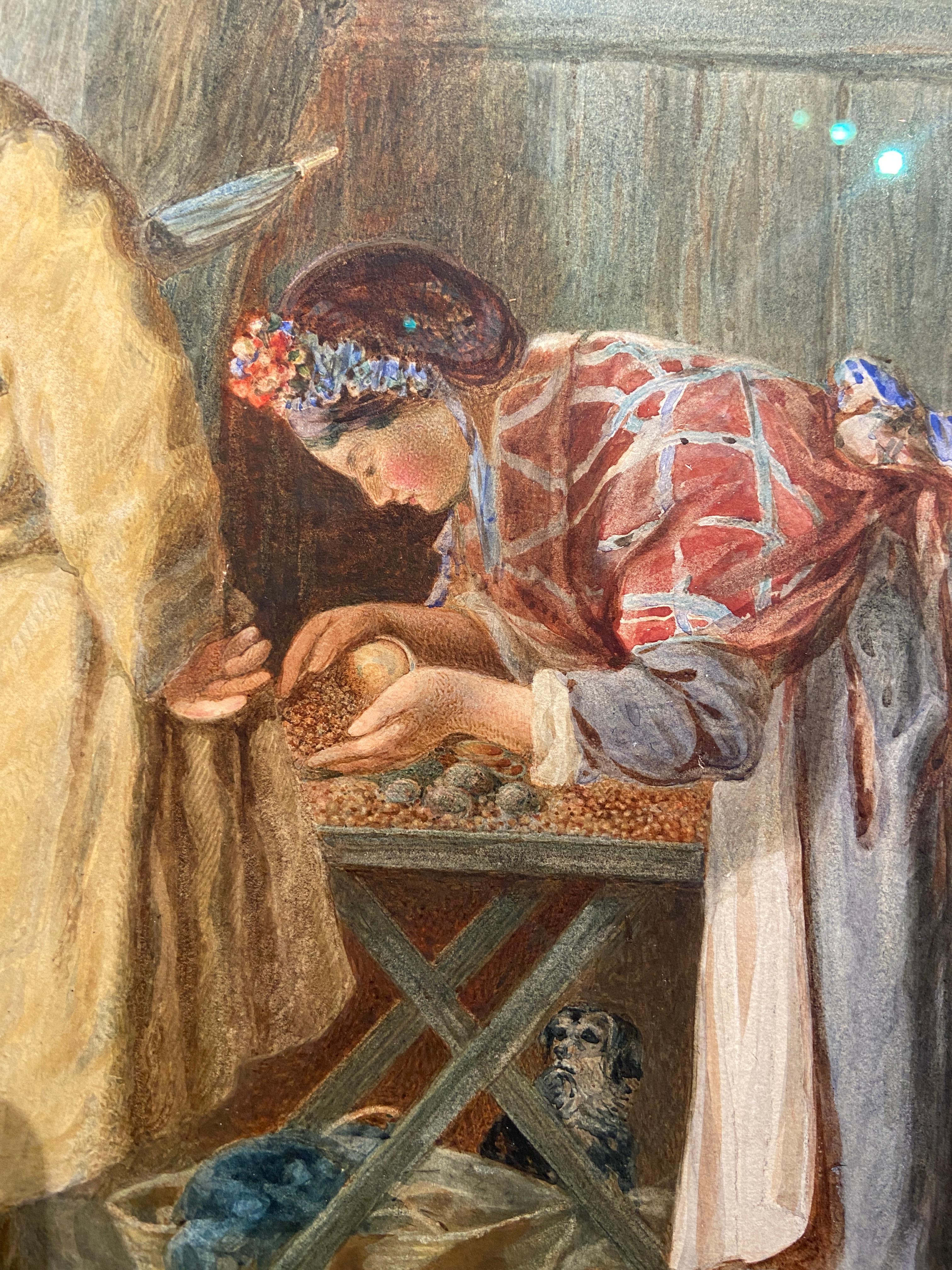 The Chestnut Seller, Victorian Watercolour Genre Scene For Sale 3