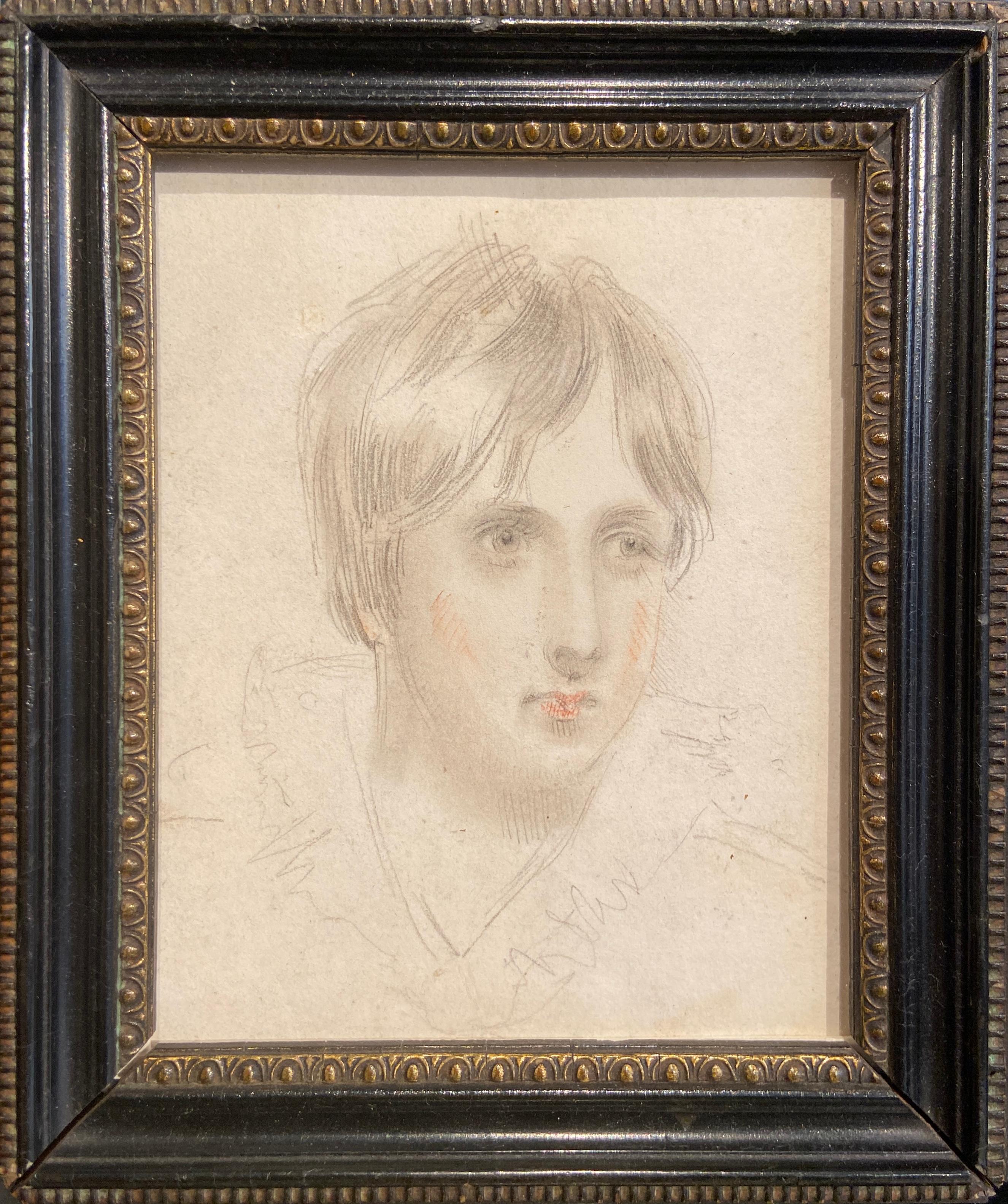 Portrait of a Young Man, Early 19th Century English Graphite Sketch  - Naturalistic Art by 19th Century English School