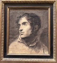 Ritratto di giovane uomo, carboncino 1800 Scuola francese, Romanticismo