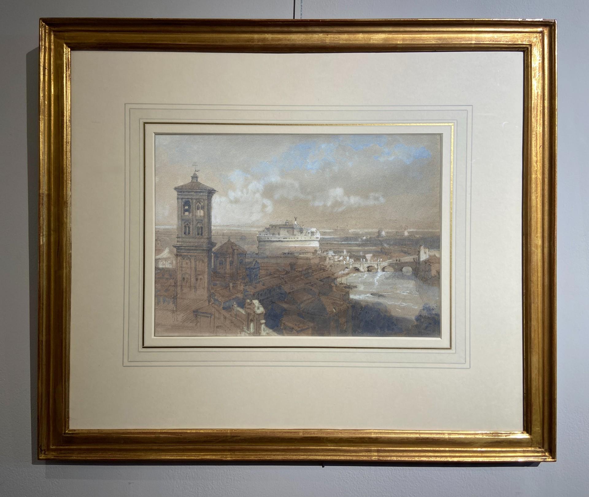 Castle San Angelo, Rome, David Roberts, 19th Century Original Watercolour For Sale 1