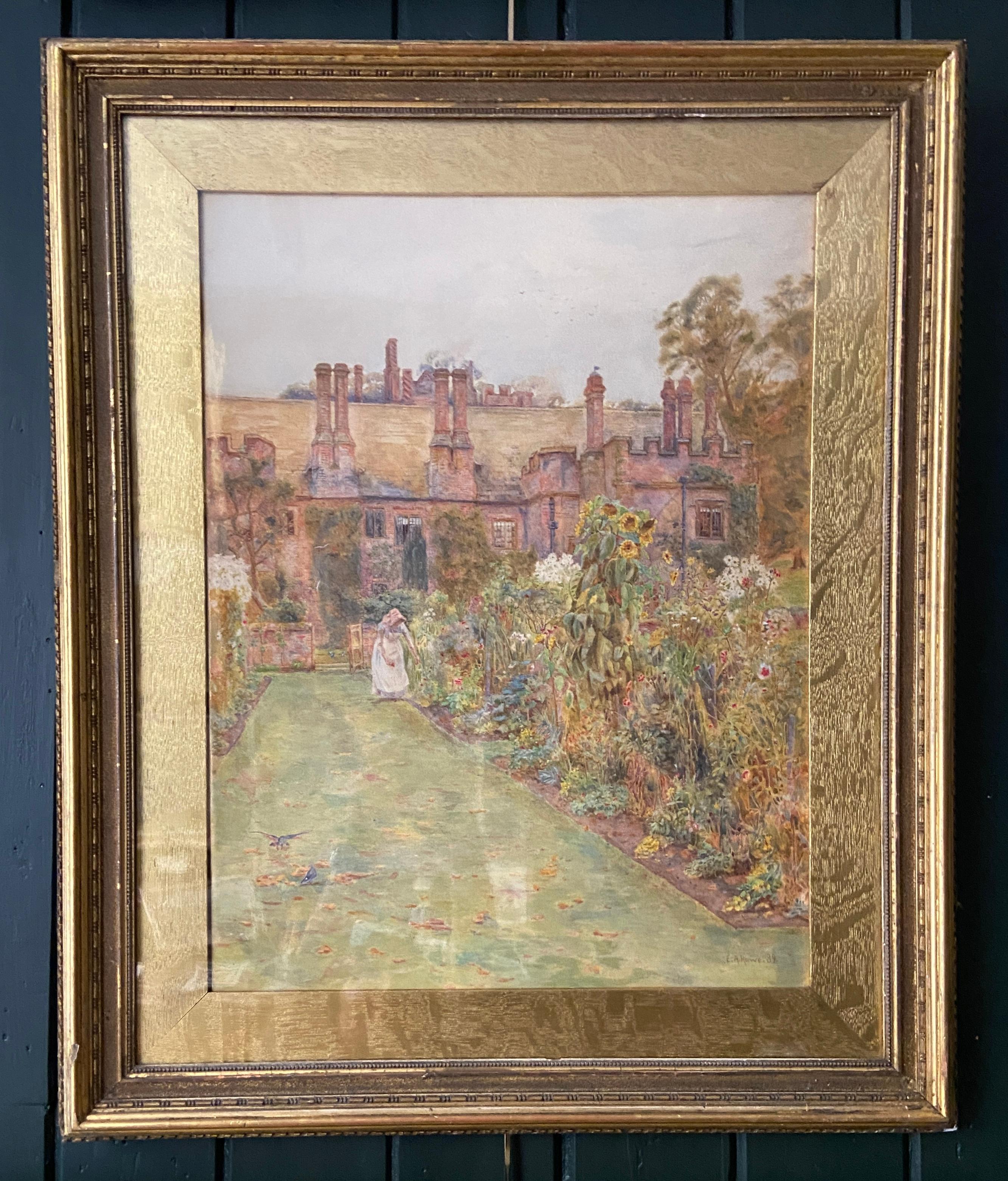 Aquarell, signiert, beschriftet und datiert '89' auf dem Label verso
Bildgröße: 20 1/2 x 16 Zoll (52 x 40cm)
Original vergoldeter Rahmen

Provenienz
Die Neue Galerie, Sommerausstellung April 1891

Das abgebildete Haus mit Garten ist Compton Wynyates