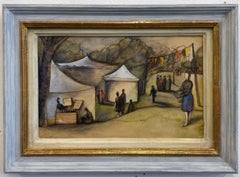 The Village Fete, Signed Watercolour 20th Century British Female Artist