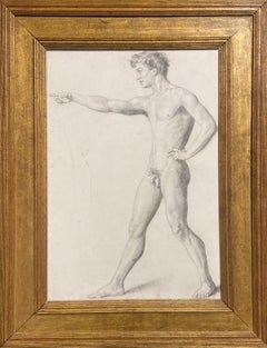 Anatomy of Man, Signed Graphite Nude Sketch on Paper, 19th Century French Artist