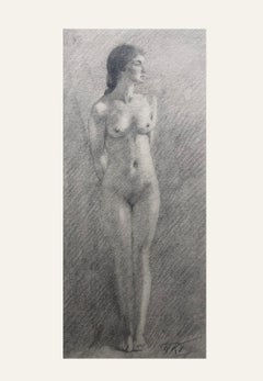 Graphite nude study, 19th Century British School, Gilt Frame