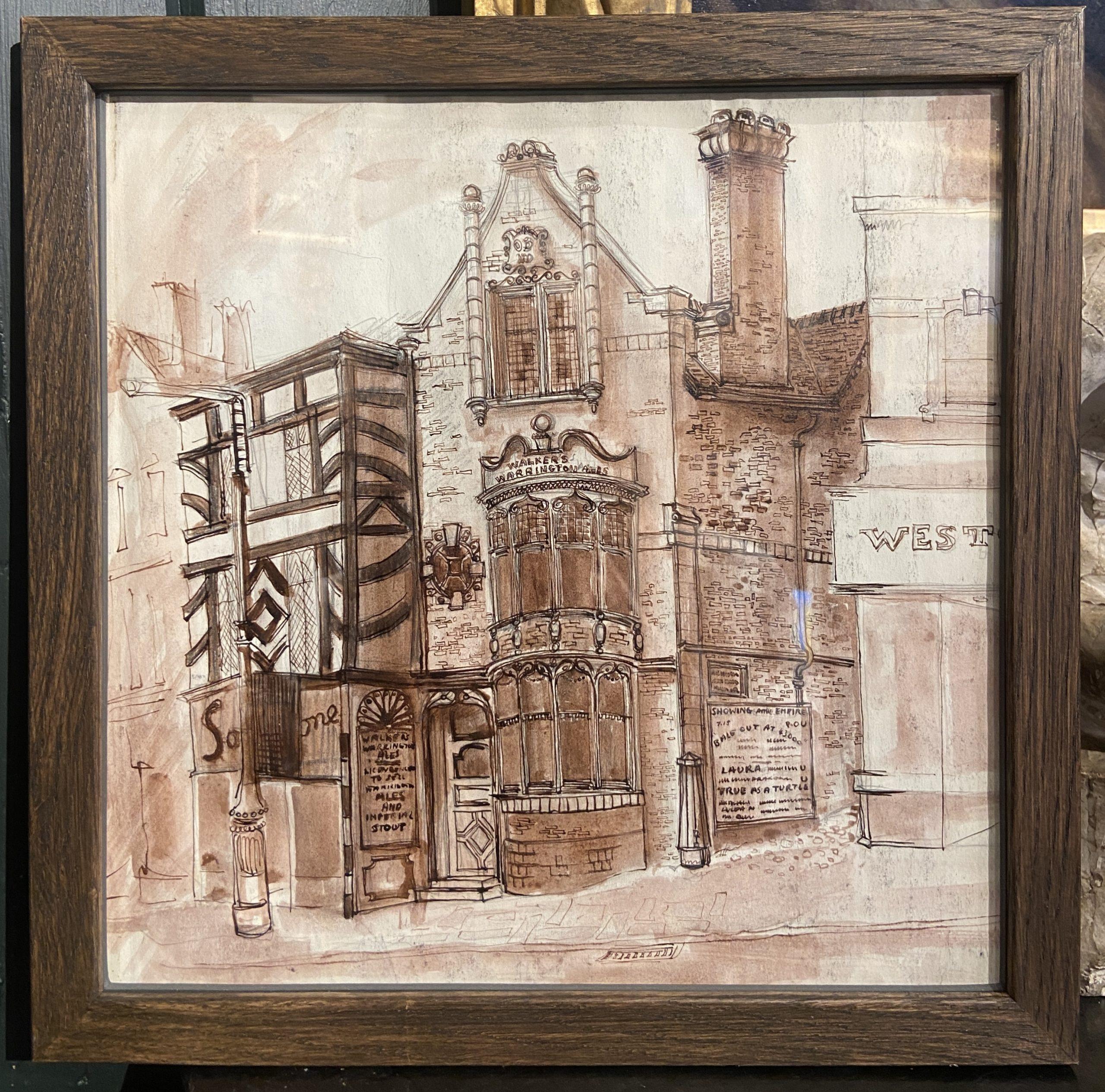 Bocetos en tinta y acuarela, Escuela de Wigan, Siglo XX Británico - Art de 20th Century British School
