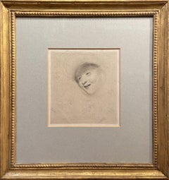 Graphite Study of a Head, Monogrammed Victorian Sketch, Gilt Fame