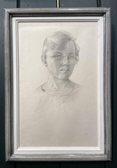 Self Portrait, Graphite Sketch 20th Century British Female Artist