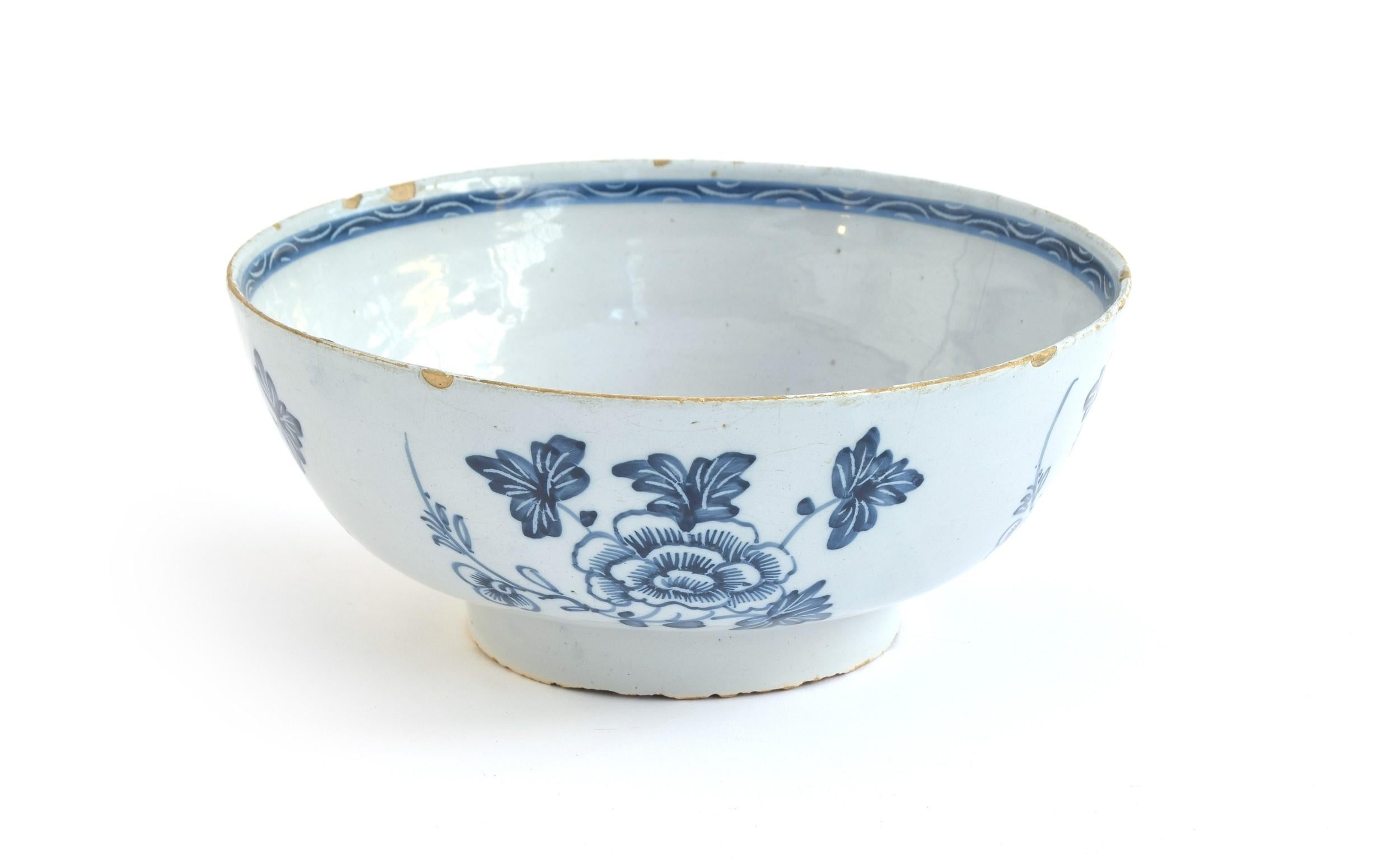 18th Century English Delftware Pottery, Glazed Bowl Inscribed 'Success to Trade' For Sale 1