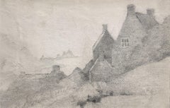 View of Cornwall, croquis en graphite, artiste anglaise féminine du 20e siècle