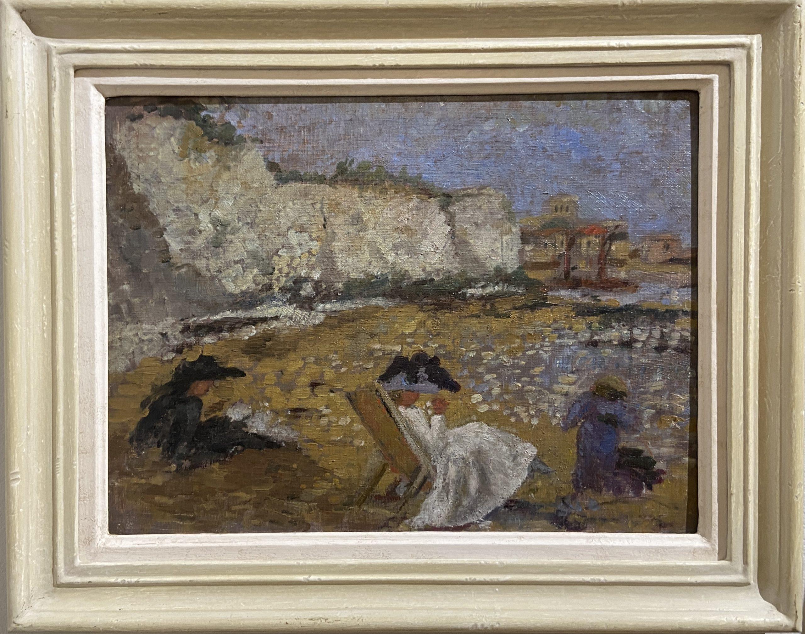 On the Beach, Nachimpressionistisches Ölgemälde, English School – Art von Ethel Sands