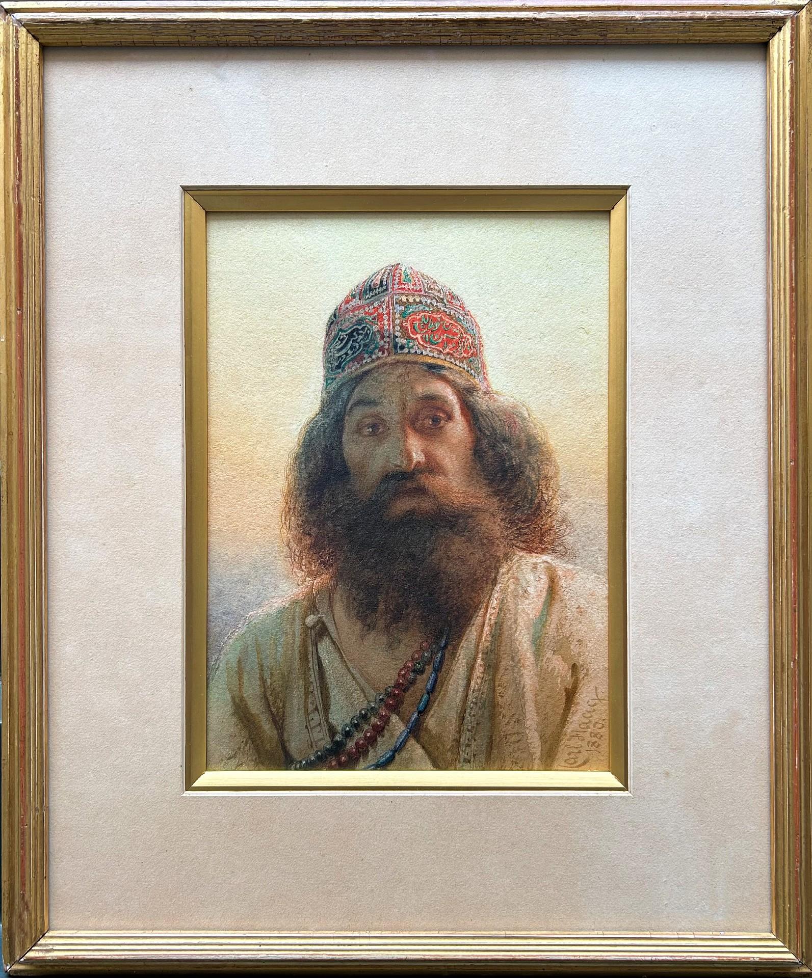 Uno dei Dawash urlanti al Cairo Ritratto orientalista ad acquerello - Art di Carl Haag