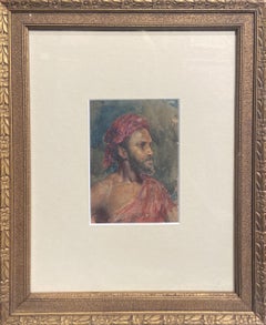 Portrait of a Man in a Red Turban, Early 19th Century Orientalist Watercolour