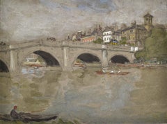 Richmond Bridge, Victorian Oil Painting,  London Scene