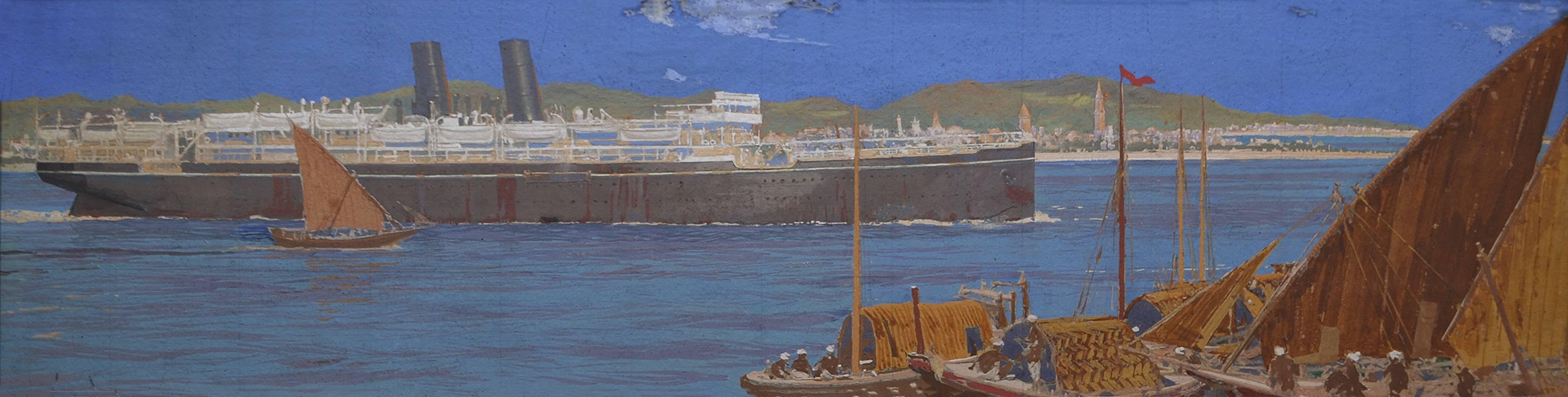 Frank Henry Mason Landscape Art – S.S. Arankola in Rangun