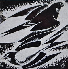 Flying South, Artista britannico del XX secolo, opera d'arte a guazzo